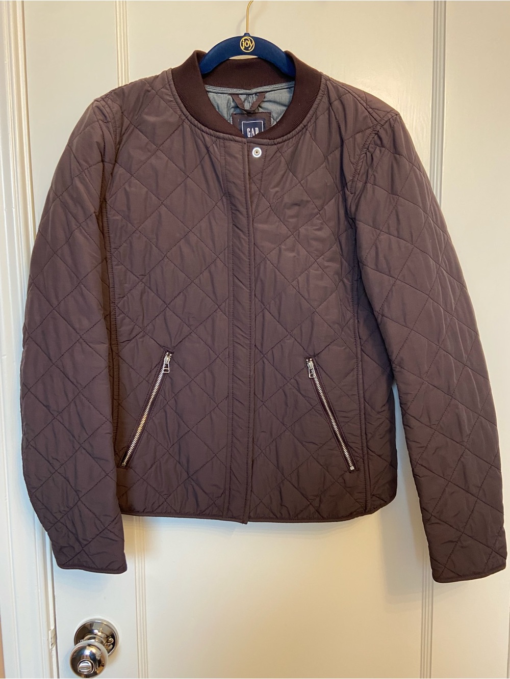 GAP Women's Quilted Chocolate Brown Bomber Jacket